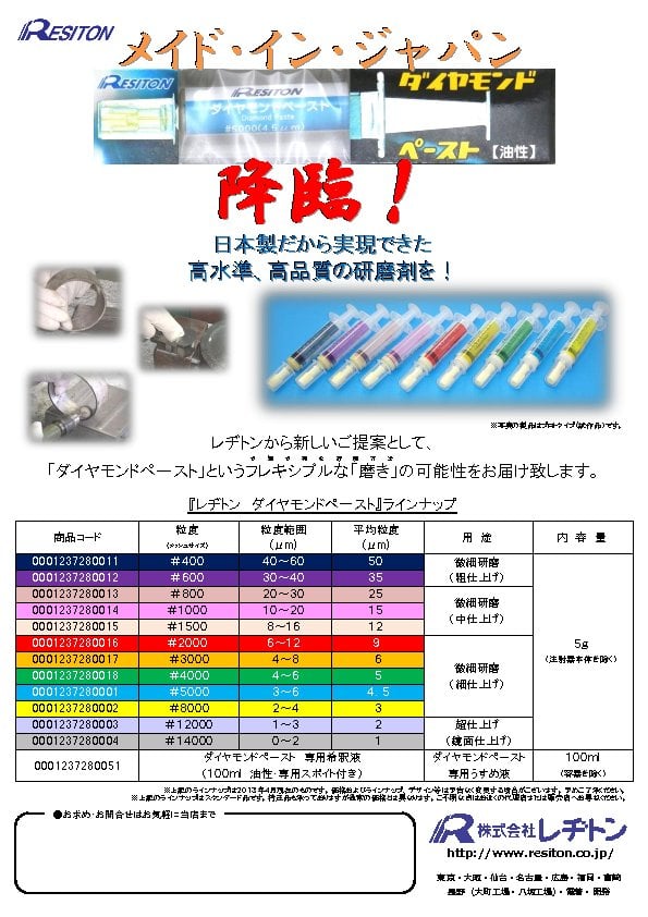 ダウンロード｜株式会社レヂトン｜安全切断砥石を始め、研削、研磨工具